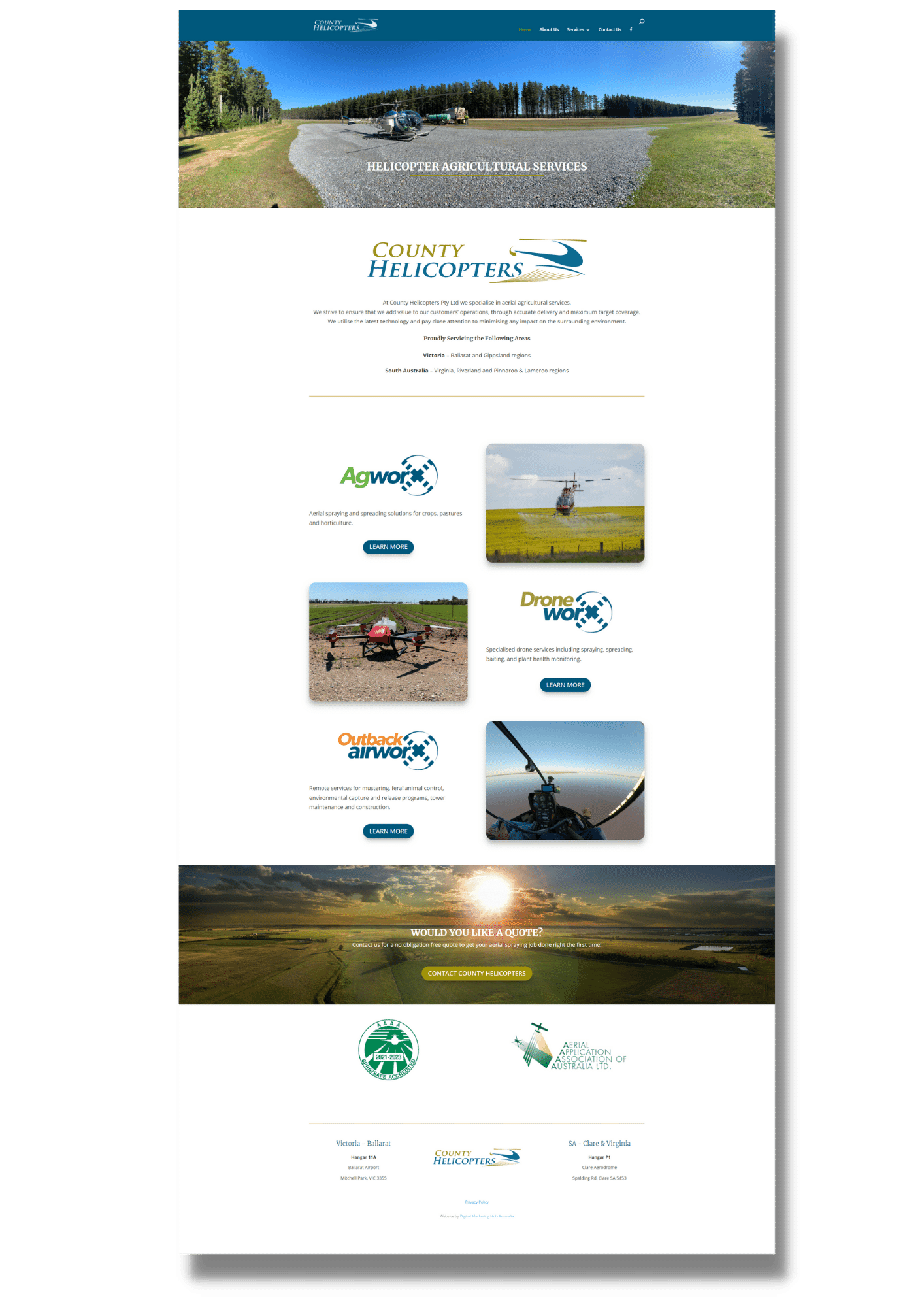 County Helicopters adelaide business website redesign 2