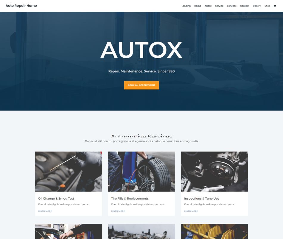 Automotive layout for affordable web design