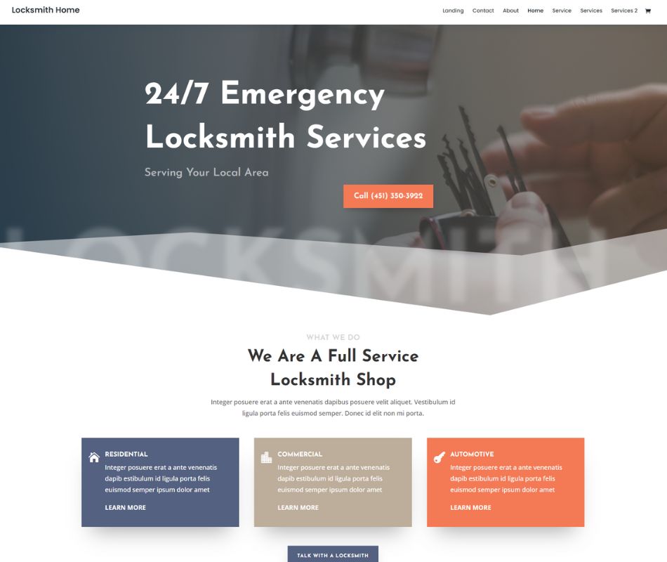 Locksmith layout for affordable web design