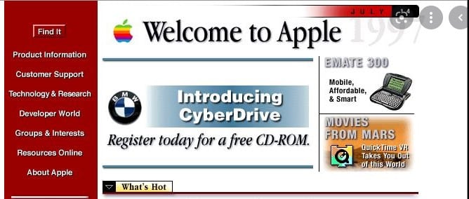Apple's old school web design